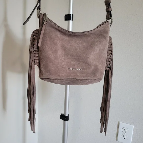 Michael Kors Taupe Suede Crossbody Bag - Picture 2 of 4